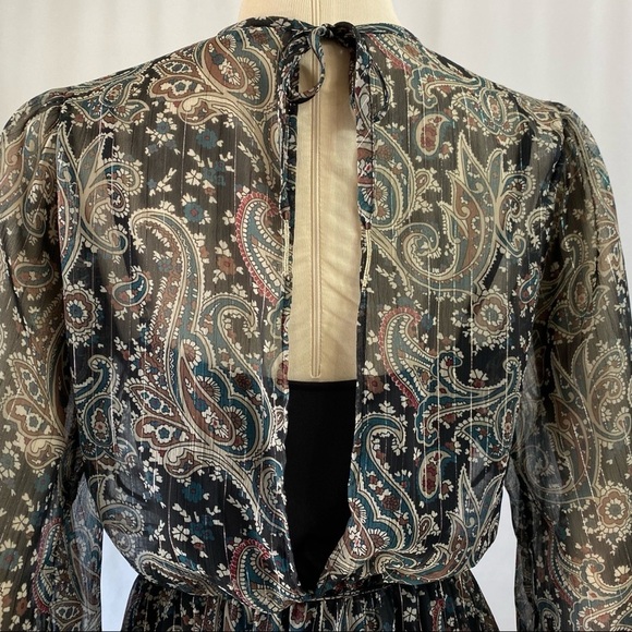 Joie Manning Sheer Paisley Popover Flare Dres - Picture 6 of 11